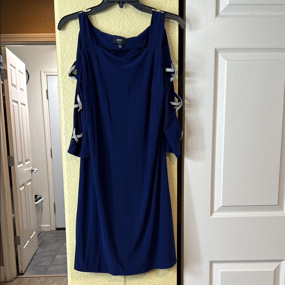 Elegant Blue Dress with Silver Accents